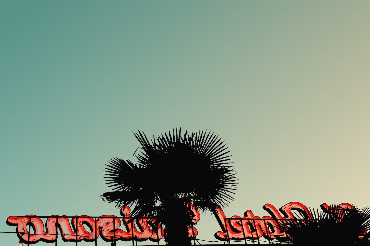 mia photo fair 2026, Maryam Eisler, Hotel Paisano Signage at Dusk, Marfa, Texas, USA, 2024